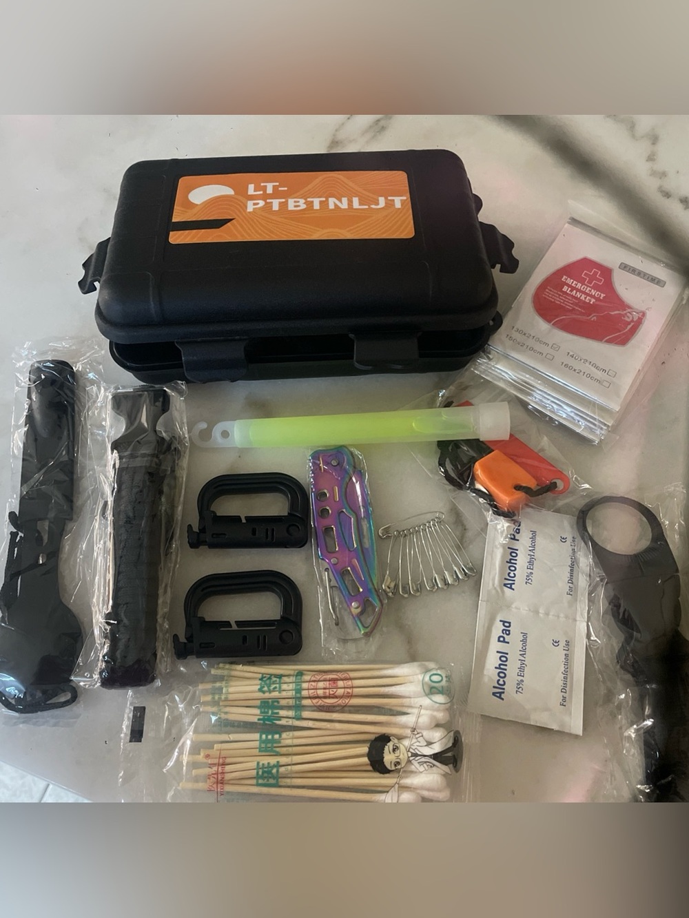New Emergency Survival Kit with Black Hard Case - Multi-Tool & Accessories GIFT
